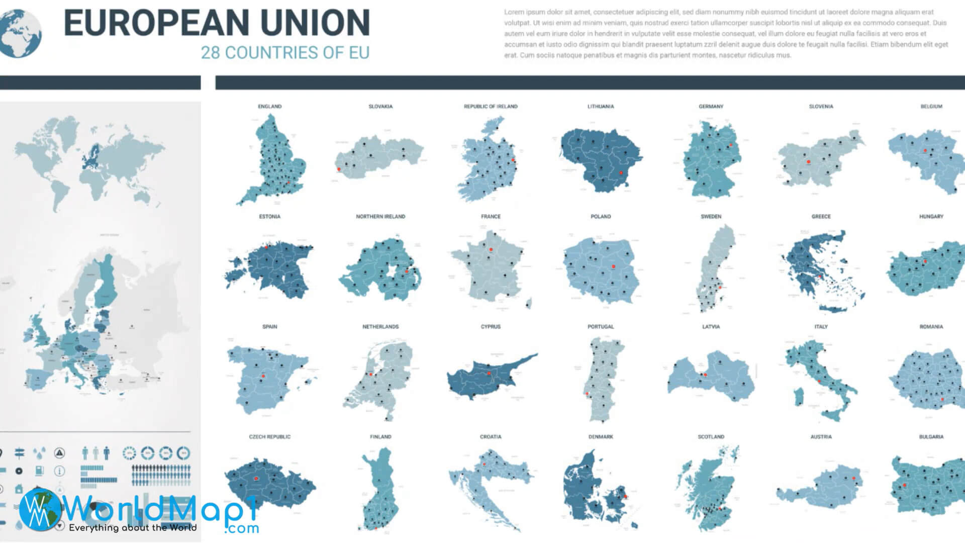 European Union Countries and Lithuania Map